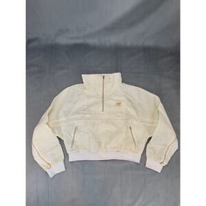 New Balance Women's Crop XS Cream Track Jacket Vented Sleeves Zipped Pockets